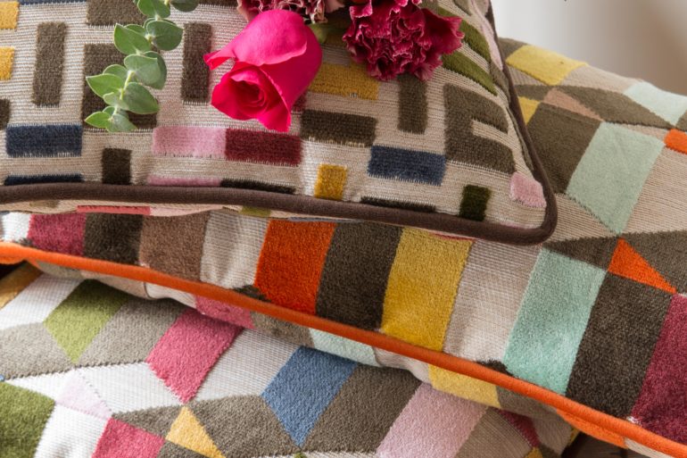 housses de coussins tissus jacquard velours