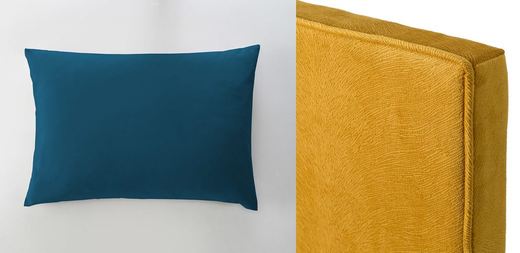 coordonner deux coloris différents en tête de lit et coussin