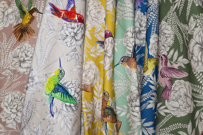 tissu fleurs oiseaux