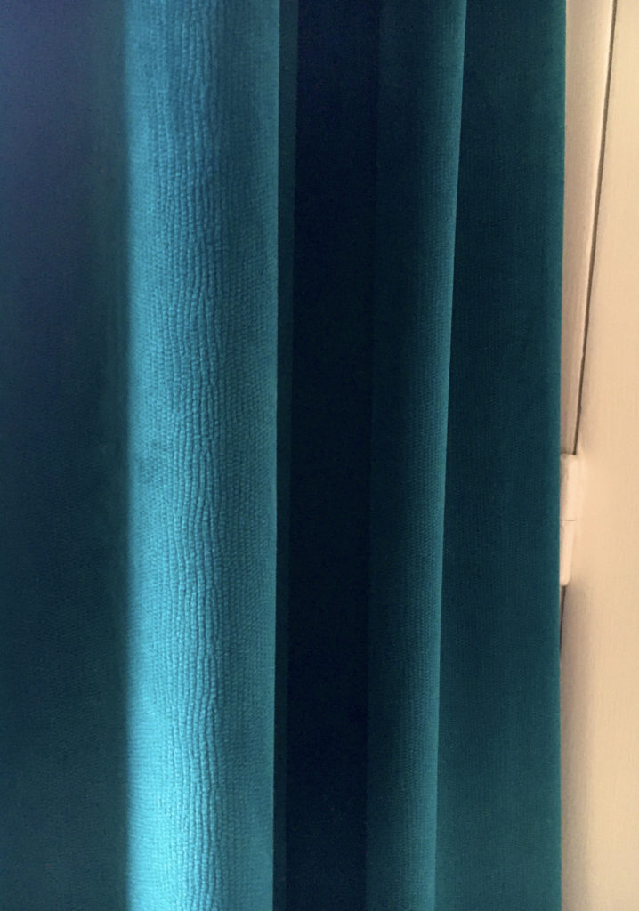 rideau velours bleu canard