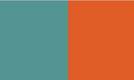 bleu turquoise et orange