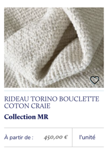 rideau tissu bouclette