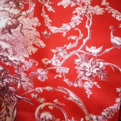 Toile de Jouy fond rouge