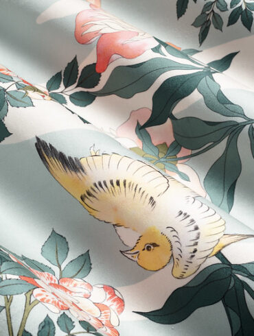 tissu japonais pivoines oiseaux