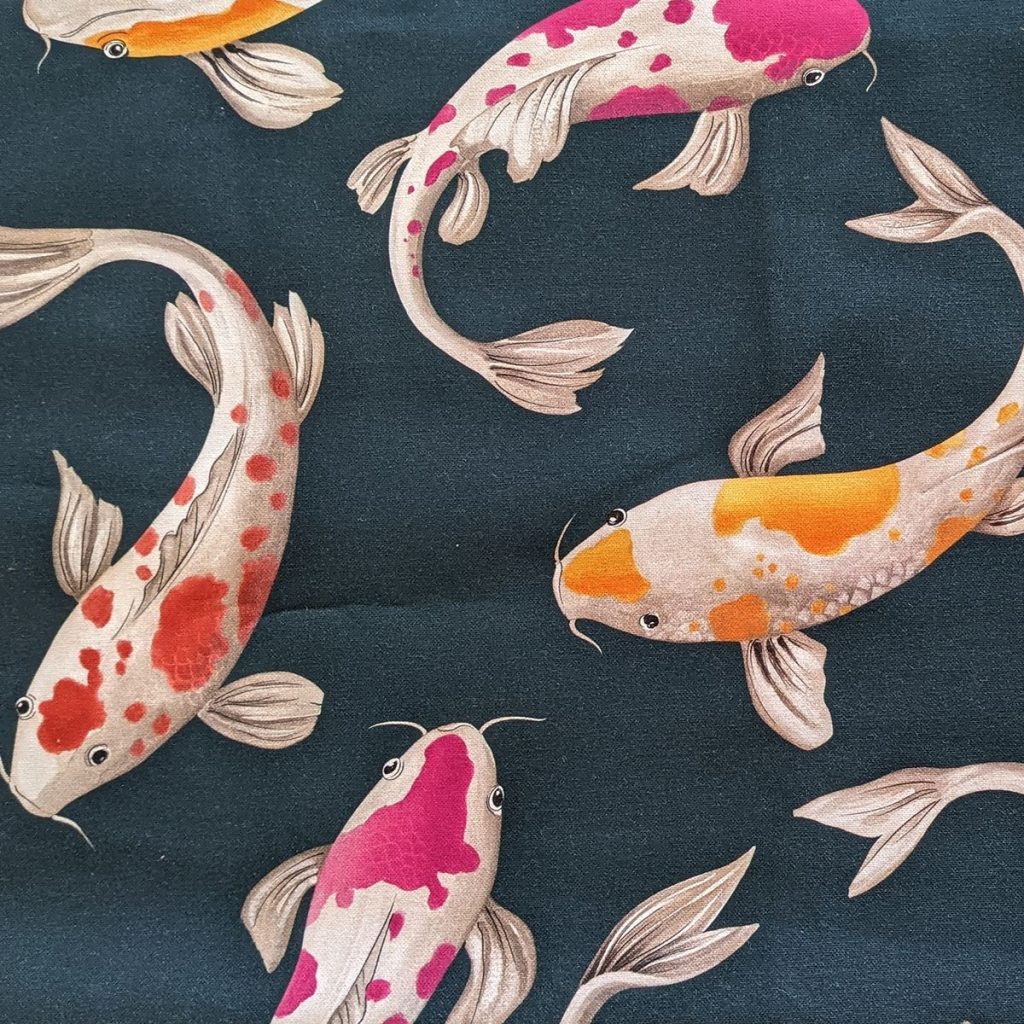 tissu imprimé poissons japonais carpes koï