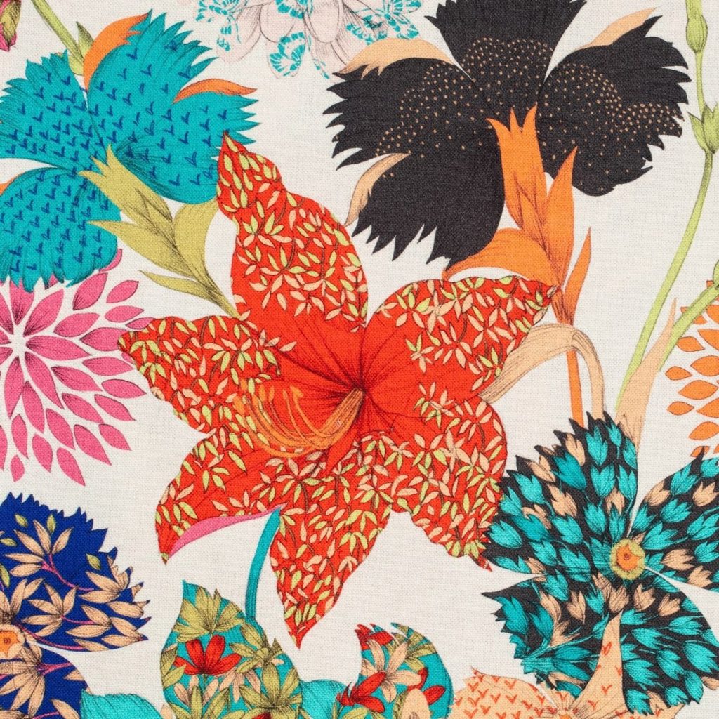 tissu imprimé fleurs japon style kimonos