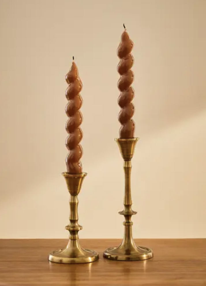 Bougies Monoprix torsadées marron