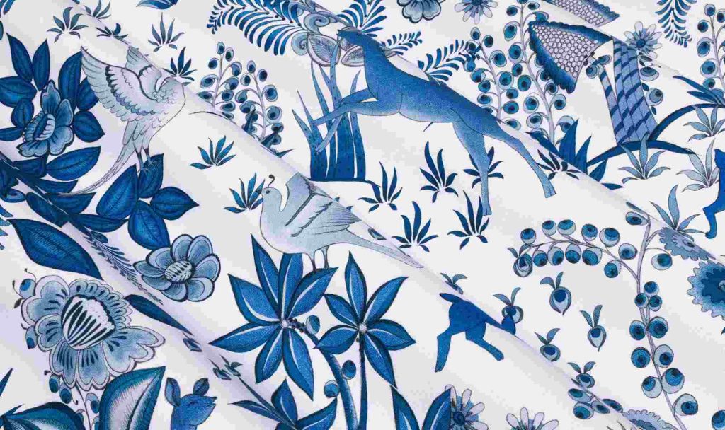 Tissu Paradis Island bleu faïence