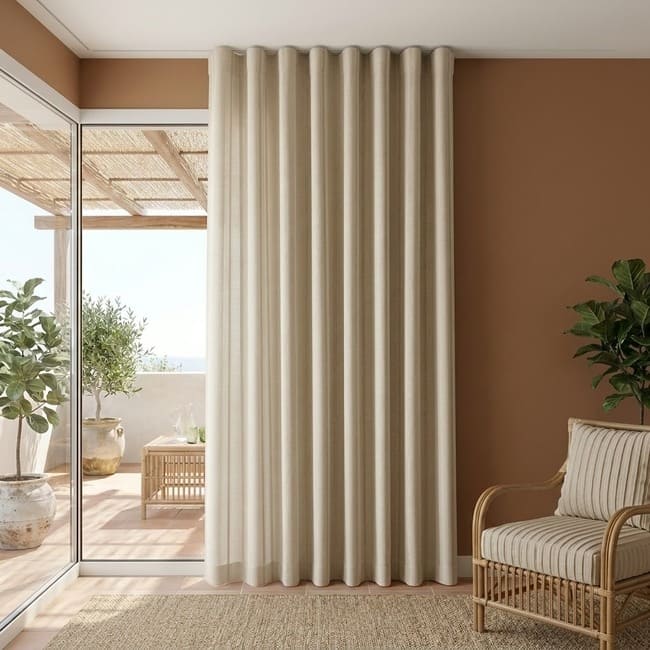 Rideau réalisé avec le voilage Sagres